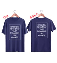 BYVOL Kendin Tasarla T-shirt Kişiye Özel Tişört Baskılı Tshirt (ÖN+ARKA BASKI) (Lacivert)