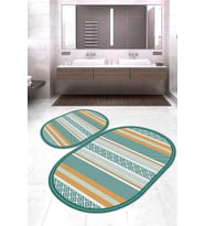 Dijital Baskılı Kaymaz Taban Yıkanabilir Oval 2'li Klozet Takımı Banyo Paspası NOKZ-HT-1391 (Çok Renkli)