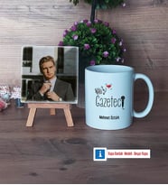 Gazeteci Fotoğraflı Dekoratif Taş, Kupa Bardak Beyaz Hediye (Model 1)