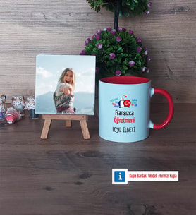 Fransızca Öğretmeni Fotoğraflı Dekoratif Taş, Kupa Bardak Beyaz Hediye Öğretmenler Günü Hediyesi (Model 2)