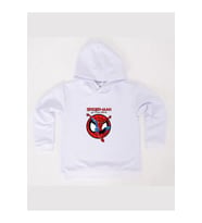 Spiderman baskılı örümcek adam kapüşonlu pamuklu kumaş çocuk sweatshirt (Beyaz)