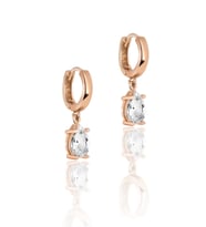 Gümüş Rose Zirkon Taşlı Damla Model Trend Halka Küpe (Rose)