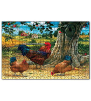 Cakapuzzle Tavuk Horoz Elma Ağacı Ev Manzarası Görseli  Puzzle Yapboz MDF (Ahşap) (1000 Parça)