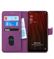 Microsonic Oppo A5S Kılıf Fabric Book Wallet (Mor)