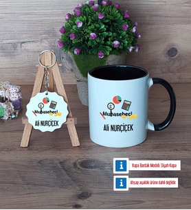 Muhasebeci Kupa Bardak Kırmızı ve Ahşap Anahtarlık Hediye (Model 10)