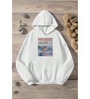 Present Baskılı Oversize Sweatshirt (A.Beyaz)