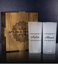 eJOYA Kişiye Özel Kutusunda 2'li Rakı Bardağı Hediye Seti 107131 (Bordo)