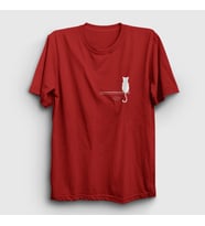 Presmono Unisex Beyaz Cat On The Wall Kedi T-Shirt 287848tt (Kırmızı)