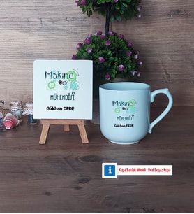 Makine Mühendisi Dekoratif Taş, Kupa Bardak Kırmızı Hediye (Model 4)
