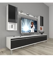 Decoraktiv Eko 5220TA Mdf Krom Ayaklı Tv Ünitesi Tv Sehpası (Siyah - Beyaz)