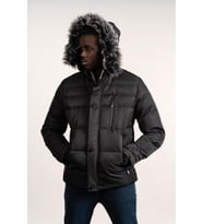Kürklü Kapşonlu (Kürk ve Kapşon Çıkartılabilir) İçi Polarlı Slimfit Kısa Mont (Siyah)