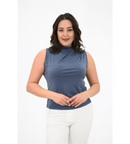 Kadın Büyük Beden Drape Detaylı Dik Yaka Bluz 1851-25 (Antrasit)
