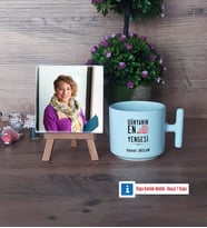 Yengeye Hediye Fotoğraflı Dekoratif Taş, Kupa Bardak Beyaz Hediye (Model 12)