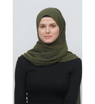 Kadın Pratik Kırışık Krinkıl Mira Tesettür Şal (Haki)