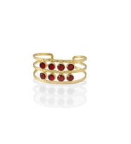 Kadir Jewellery 22 Ayar Altın Kaplama El İşçiliği Zirkon Taşlı Kadın Kaburga Bilezik (Kırmızı)