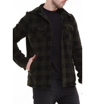 Ghassy Co. Erkek Oduncu Düğmeli Çift Cepli Ekose Polar Outdoor Gömlek Ceket  (Haki)