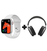 Smart Watch 7 Serisi Akıllı Saat ve P9 AirPods Max İkili Paket (Gümüş-Siyah)