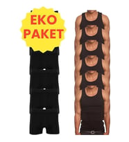 Tezzgelsin Eko Set 12'li Paket Erkek İç Çamaşır Seti 6 Adet Atlet 6 Adet (Siyah-Siyah)