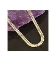6 mm Baget Taşlı Zirkon Lüks Çelik Kolye (Sarı)