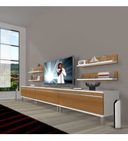Decoraktiv Eko 270R Mdf Krom Ayaklı Tv Ünitesi Tv Sehpası (Beyaz - Ceviz)