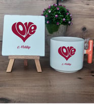 Love Sevgili Hediye Seti Kupa Bardak T Kulplu ve Dekoratif Taş Sevgiliye Sevgililer Günü Hediyesi (Model 7)