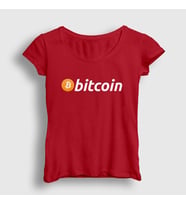Presmono Kadın Beyaz Btc Bitcoin T-Shirt 263228tt (Kırmızı)