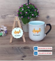 Arkeolog Kupa Bardak Kırmızı ve Ahşap Anahtarlık Hediye (Model 9)