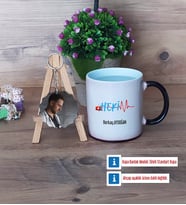 Hekim Kupa Bardak Beyaz ve Fotoğraflı Ahşap Anahtarlık Hediye (Model 9)