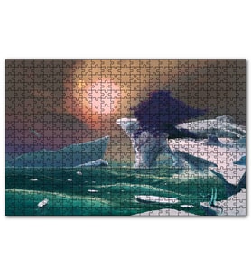Cakapuzzle Kayalık  Yalnız Ağaç İllüstrasyon  Puzzle Yapboz MDF (Ahşap) (500 Parça)