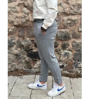 Gd Goldoremi 6649 Erkek Likralı Slim Fit Beli Lastikli İpli Çelik Kumaş Rahat Jogger (Gri)