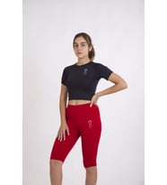 SUVLAN KADIN CROP KISA KOL T-SHİRT (Lacivert)