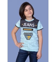 Toontoy Erkek Çocuk Jeans Baskı Tişört (Turkuaz)