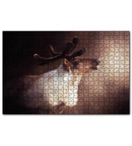 Cakapuzzle Beyaz Kahve Rengi Geyik Görseli  Puzzle Yapboz MDF (Ahşap) (1000 Parça)