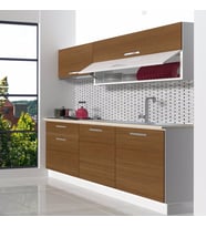 Decoraktiv Style 160 MDF Hazır Mutfak Dolabı - Tezgah Dahil - Parlak Beyaz (Ceviz)