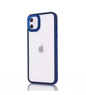 Ally iPhone 12 - 12 Pro 6.1inç Kılıf Parlak Renkli Çerçeveli Ultra Lüx TPU Silikon Kılıf (Mavi)