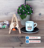 Göz Doktoru Türk Kahvesi Fincanı Ahşap Altlıklı ve Fotoğraflı Ahşap Anahtarlık Hediye Tıp Bayramı Hediyesi (Model 7)