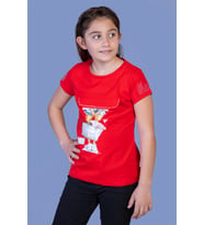 Toontoy Kız Çocuk Baskılı Tişört (Kırmızı)
