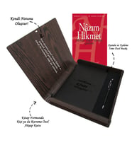 Kişiye Özel Kitap Ajanda Kalem Seti (Kitap Formunda Ahşap Kutulu) (Model 1)