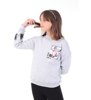 Toontoy Kız Çocuk Baskılı Nakışlı Sweatshirt ( Gri-Melanj)