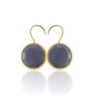 Kadir Jewellery 22 Ayar Altın Kaplama Kadın Taşlı Küpe -El İşçiliği Ve Hipoalerjenik Küpe (Mor)
