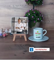 Ziraat Mühendisi Fotoğraflı Dekoratif Taş, Ahşap Altlıklı Türk Kahvesi Fincanı Hediye (Model 2)