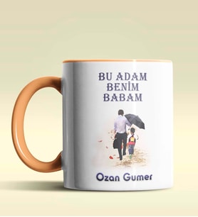 Kişiye Özel Bu Adam Benim Babam Tasarımlı Siyah Kupa Bardak (Turuncu)