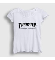 Presmono Kadın Sarı Logo V5 Thrasher T-Shirt 279228tt (Beyaz)