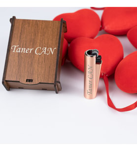 İSME ÖZEL AHŞAP KUTULU METAL CLIPPER (Rose)