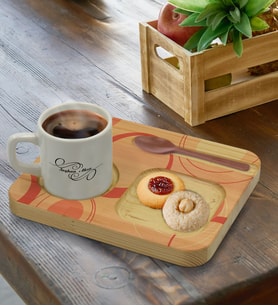 BK Gift Kişiye Özel Doğal Ahşap Sunum Tabağı ve Türk Kahvesi Fincanı Hediye Seti, Ev Hediyesi, Arkadaşa Hediye, Anneye Hediye, Doğum Günü Hediyesi (Model 5)