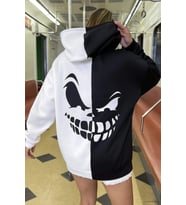 Unisex Suppose Baskılı Sweatshirt (Beyaz-Siyah)