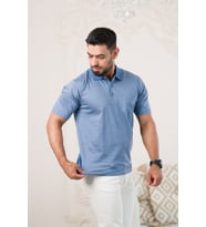 Woolen World Yakalı Ve Cepli Desenli Erkek Regular Fit Klasik T-shirt (Mavi)