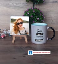 Arkadaşa Hediye Fotoğraflı Dekoratif Taş, Kupa Bardak Beyaz Hediye Doğum Günü Hediyesi (Model 9)