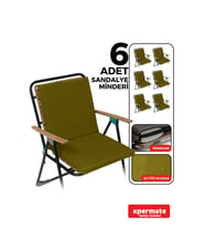 XPERMATE 6'lı Arkalıklı Sandalye Minderi Fermuarlı 40x40 Sırtlıklı Sandalye Minderi Bağcıklı (Turkuaz)