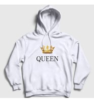 Presmono Unisex Gri Queen Kraliçe Kapüşonlu Sweatshirt 386233tt (Beyaz)